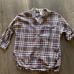 FOREVER 21| plaid 3/4 sleeve shirt S